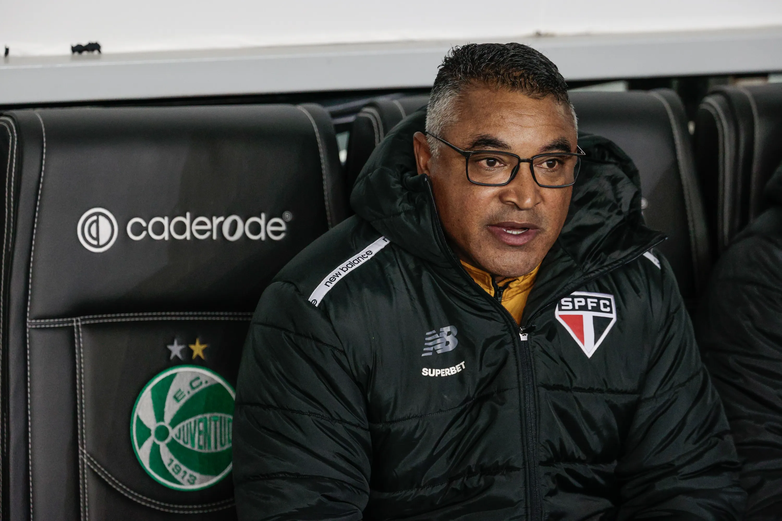 Roger Machado tecnico do Sao Paulo durante partida contra o Juventude no estadio Alfredo Jaconi pelo campeonato Copa Do Brasil 2026. Foto: Luiz Erbes/AGIF