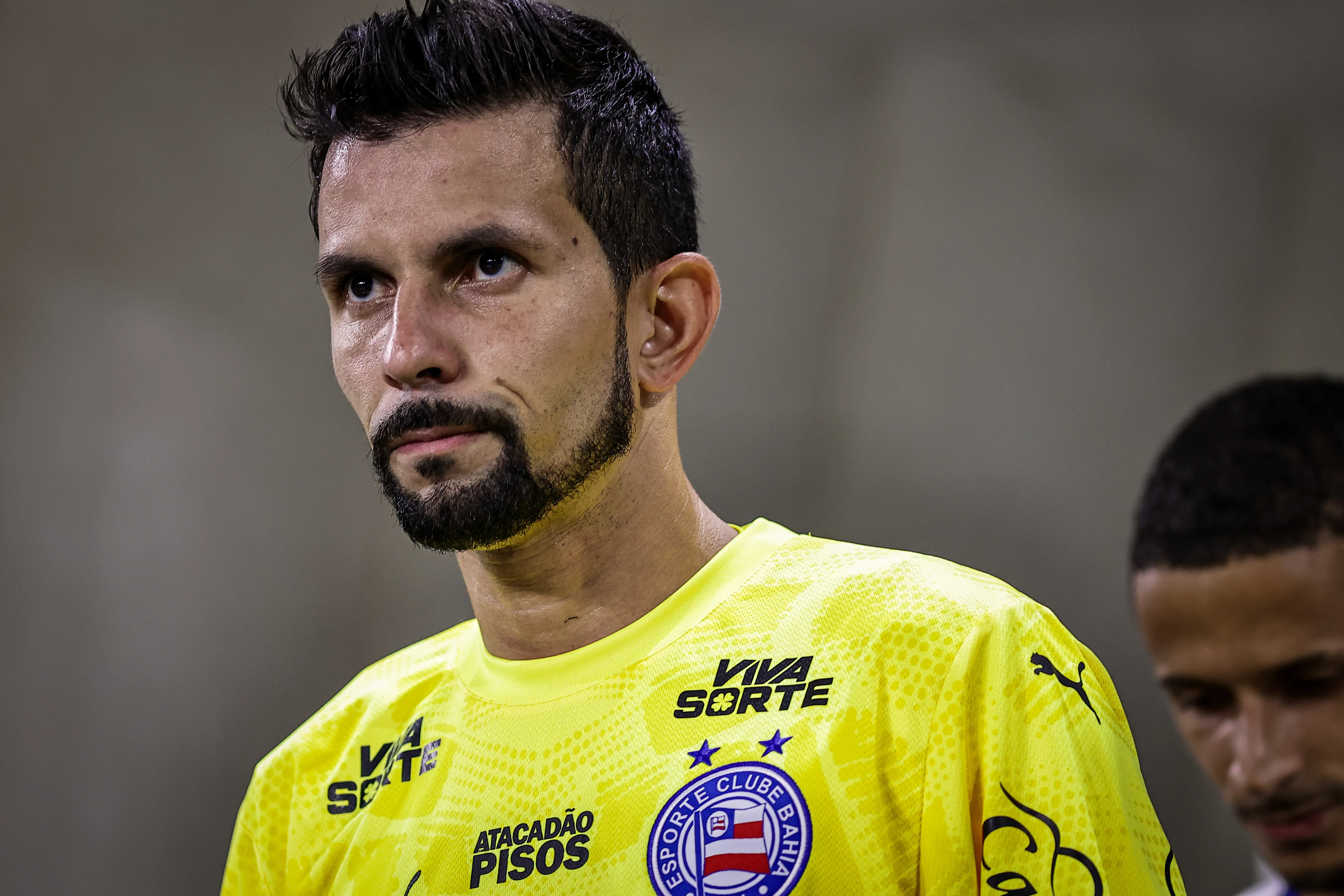 Marcos Felipe goleiro 7do Bahia durante entrada em campo para partida contra o Palmeiras no estadio Arena Allianz Parque pelo campeonato Brasileiro A 2025. Foto: Fabio Giannelli/AGIF
