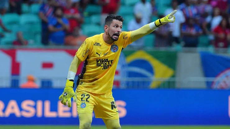 Marcos Felipe, goleiro do Bahia durante partida contra o Sao Paulo no estadio Arena Fonte Nova pelo campeonato Brasileiro A 2025. Foto: Walmir Cirne/AGIF