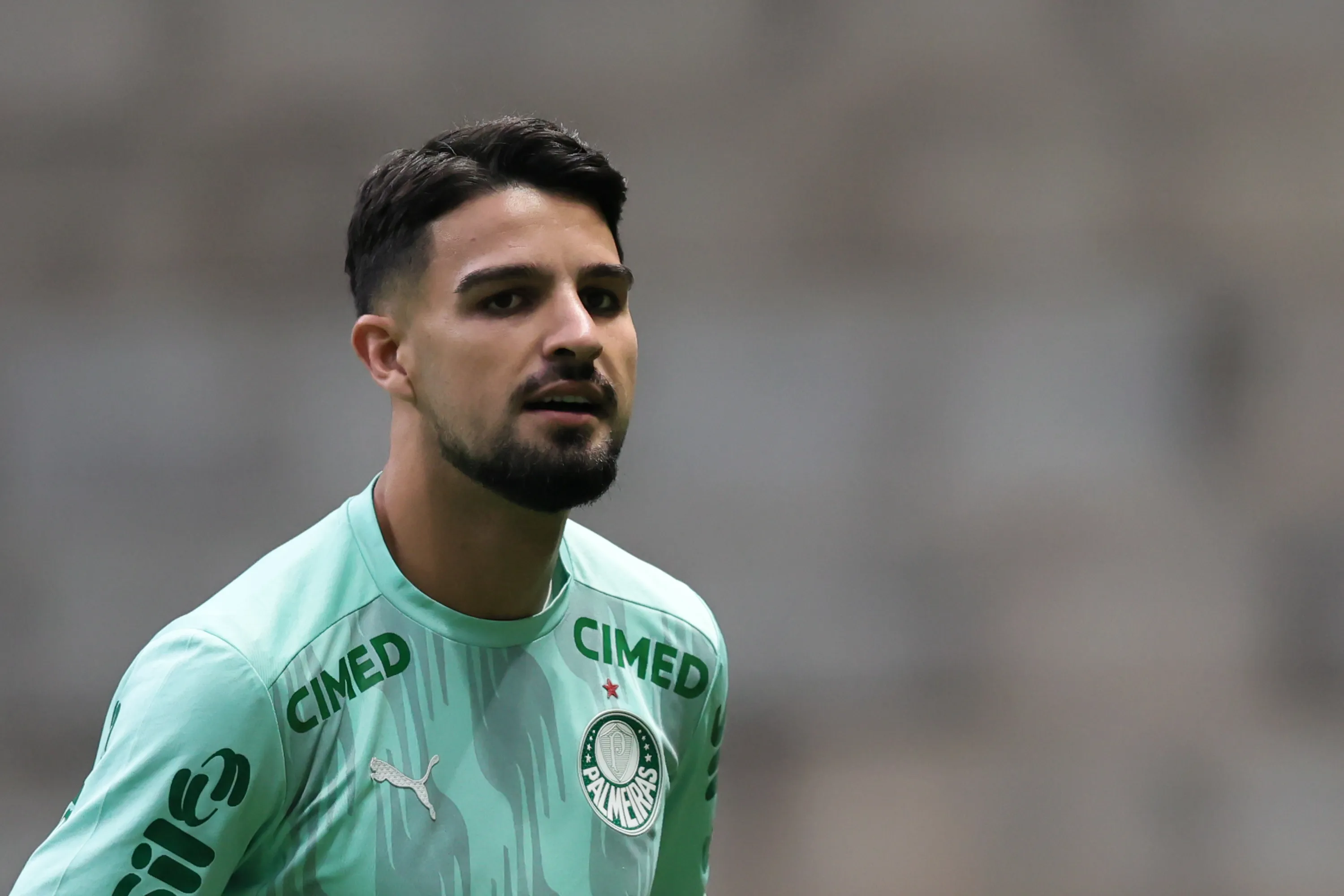 MG – BELO HORIZONTE – 28/01/2026 – BRASILEIRO A 2026, ATLETICO X PALMEIRAS – Flaco Lopez jogador do Palmeiras durante aquecimento antes da partida contra o Atletico no estadio Arena MRV pelo campeonato Brasileiro A 2026. Foto: Gilson Lobo/AGIF