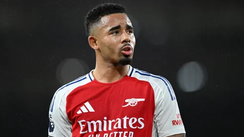 Gabriel Jesus of Arsenal looks on during the Premier League match between Arsenal FC and Nottingham Forest FC at Emirates Stadium on November 23, 2024 in London, England.
