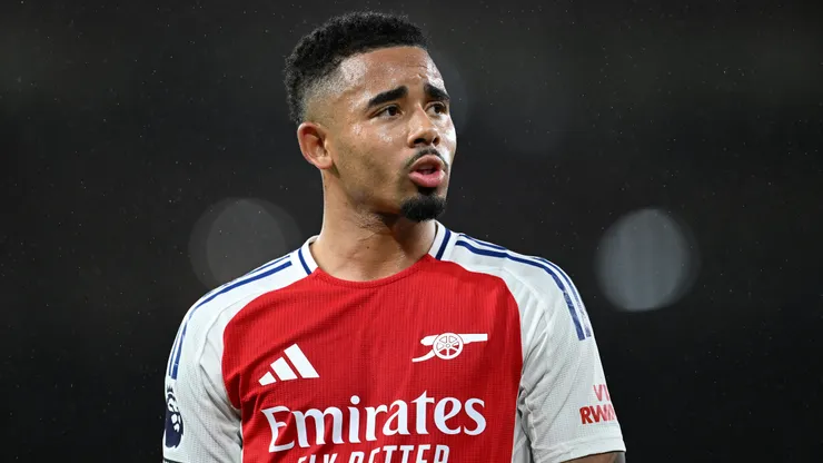 Gabriel Jesus of Arsenal looks on during the Premier League match between Arsenal FC and Nottingham Forest FC at Emirates Stadium on November 23, 2024 in London, England.