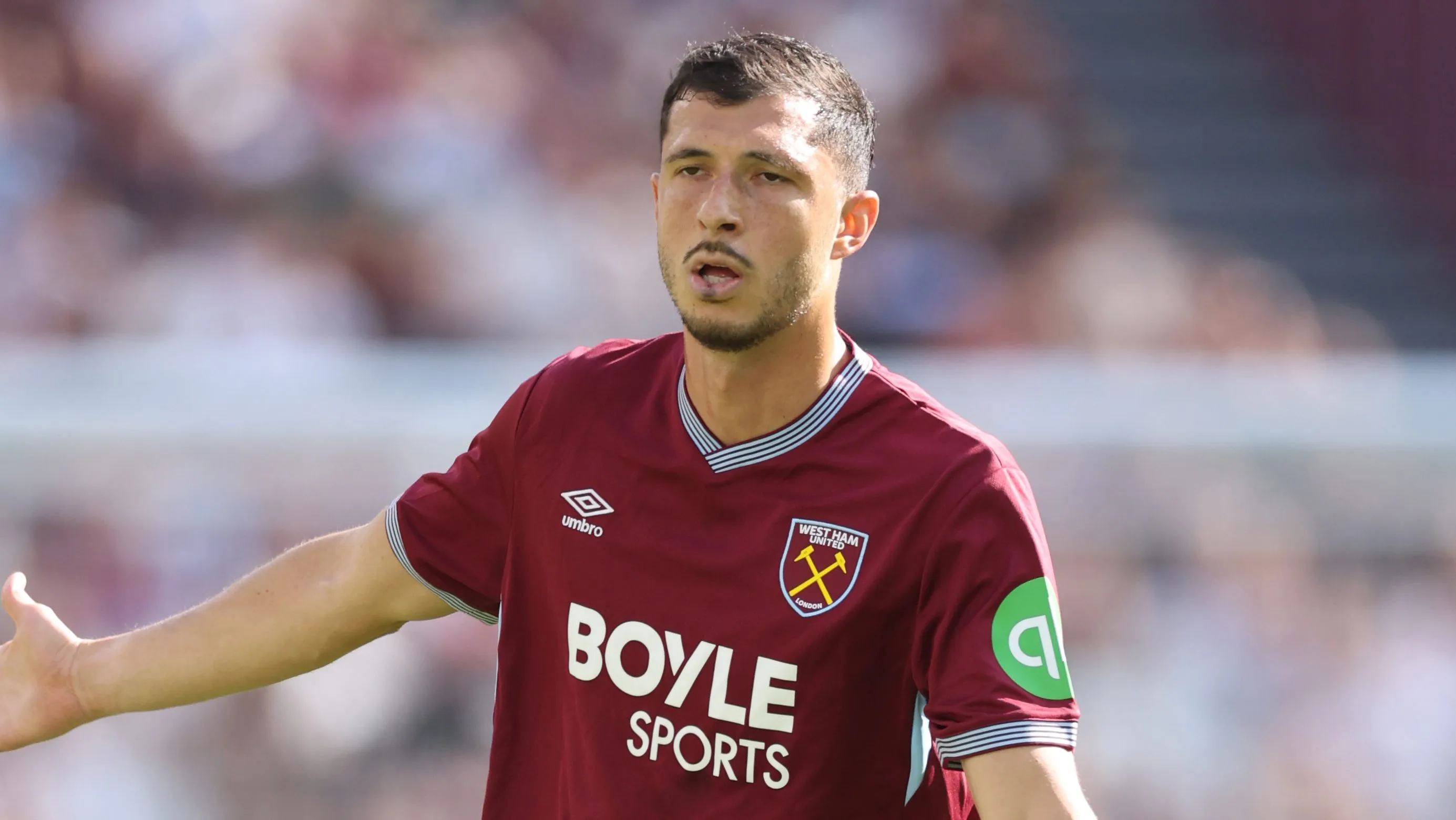 LONDON, ENGLAND – AUGUST 09: Guido Rodriguez of West Ham United during the pre-season friendly match between West Ham United and Lille OSC at London Stadium on August 09, 2025 in London, England. (Photo by Richard Pelham/Getty Images)