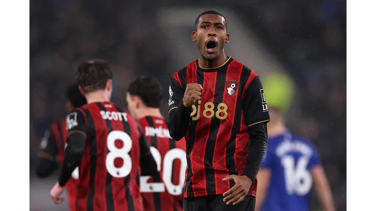 LIVERPOOL, ENGLAND - FEBRUARY 10: Rayan of AFC Bournemouth celebrates scoring his team's first goal during the Premier League match between Everton and Bournemouth at Goodison Park on February 10, 2026 in Liverpool, England. (Photo by Carl Recine/Getty Images)