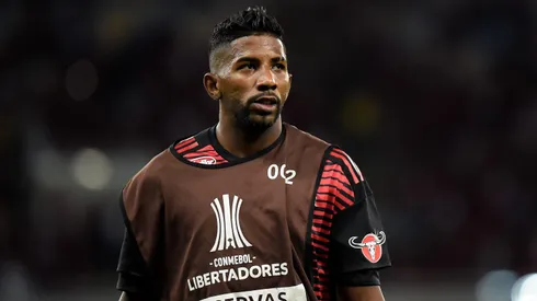 Rodinei jogador do Flamengo durante aquecimento antes da partida contra o Emelec no estadio Maracana pelo campeonato Copa Libertadores 2018.