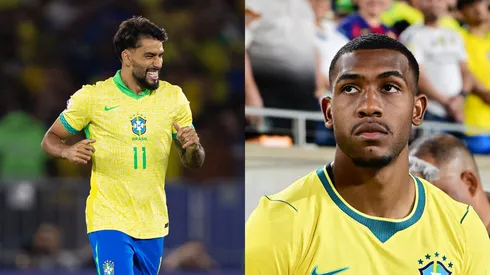 Lucas Paquetá e Rayan em atividade pela Seleção Brasileira. Foto: Julio Aguilar & Ruano Carneiro/Getty Images