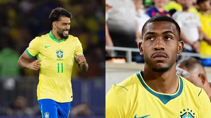 Lucas Paquetá e Rayan em atividade pela Seleção Brasileira. Foto: Julio Aguilar & Ruano Carneiro/Getty Images