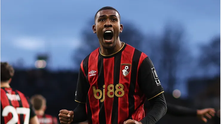 WOLVERHAMPTON, ENGLAND - JANUARY 31: Rayan of AFC Bournemouth celebrates after teammate Alex Scott scores his team's second goal during the Premier League match between Wolverhampton Wanderers and Bournemouth at Molineux on January 31, 2026 in Wolverhampton, England. (Photo by Jack Thomas/Getty Images)