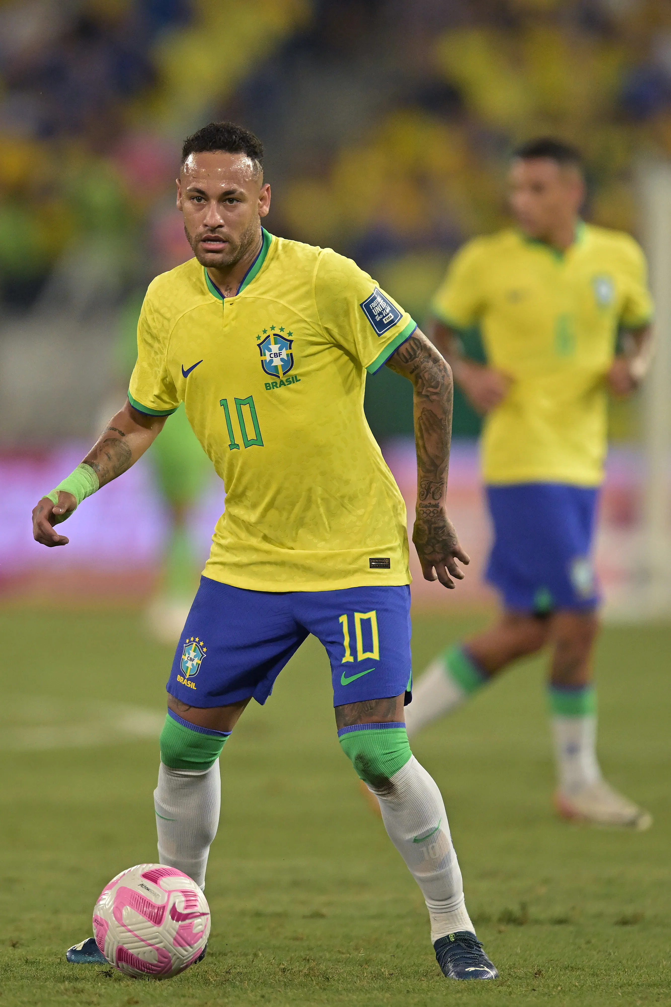 CUIABA, BRAZIL – OCTOBER 12: Neymar Jr. of Brazil controls the ball during a FIFA World Cup 2026 Qualifier match between Colombia and Uruguay at Arena Pantanal on October 12, 2023 in Cuiaba, Brazil. (Photo by Pedro Vilela/Getty Images)