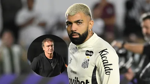 Gabigol jogador do Santos durante aquecimento antes da partida contra o Vitoria/Cuca técnico do Santos durante partida contra o Deportivo Cuenca (Imagem: Jota Erre/AGIF)