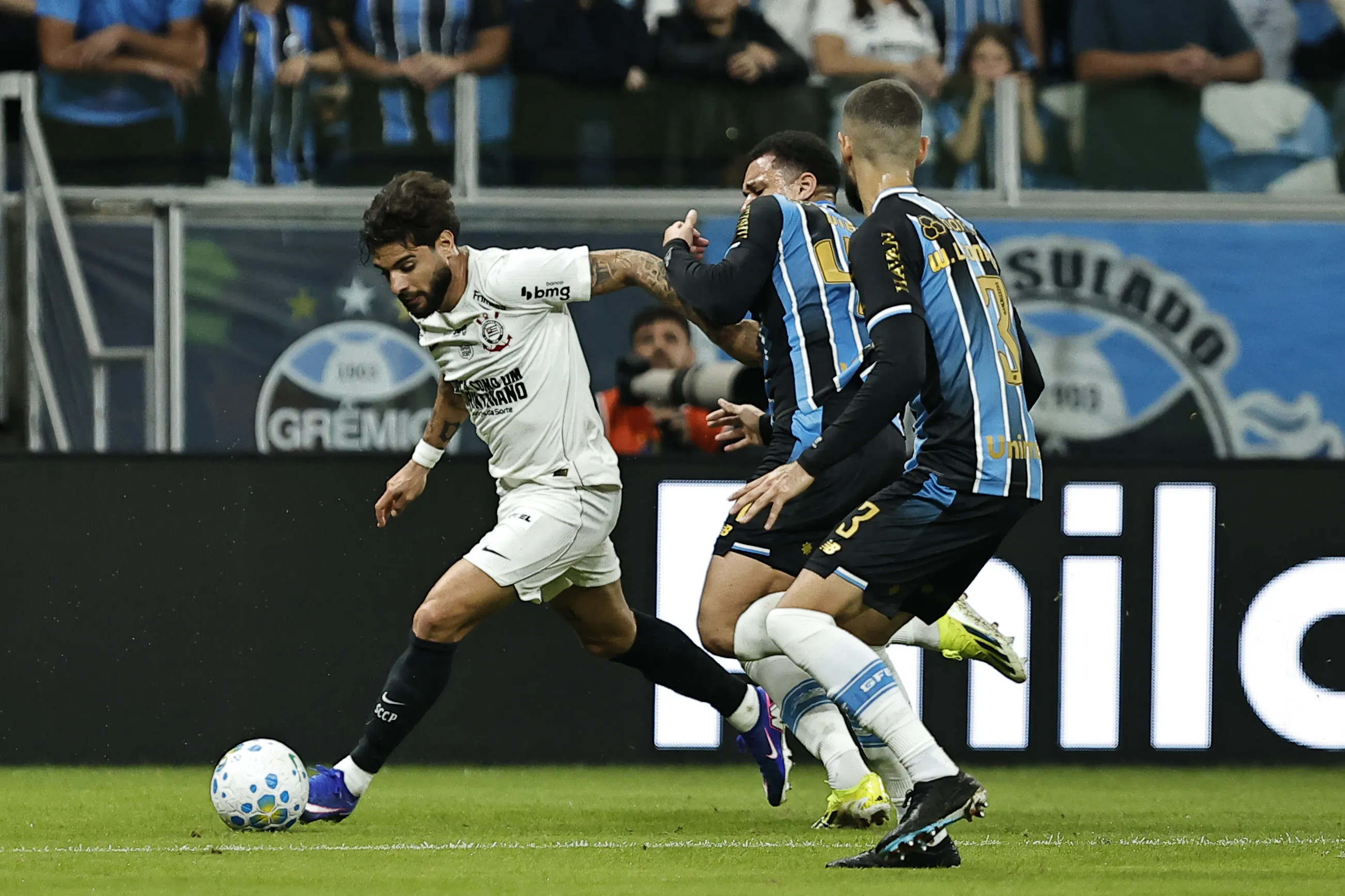 Yuri Alberto jogador do Corinthians durante partida contra o Gremio no estadio Arena do Gremio pelo campeonato Brasileiro A 2026. Foto: Roberto Vinicius/AGIF