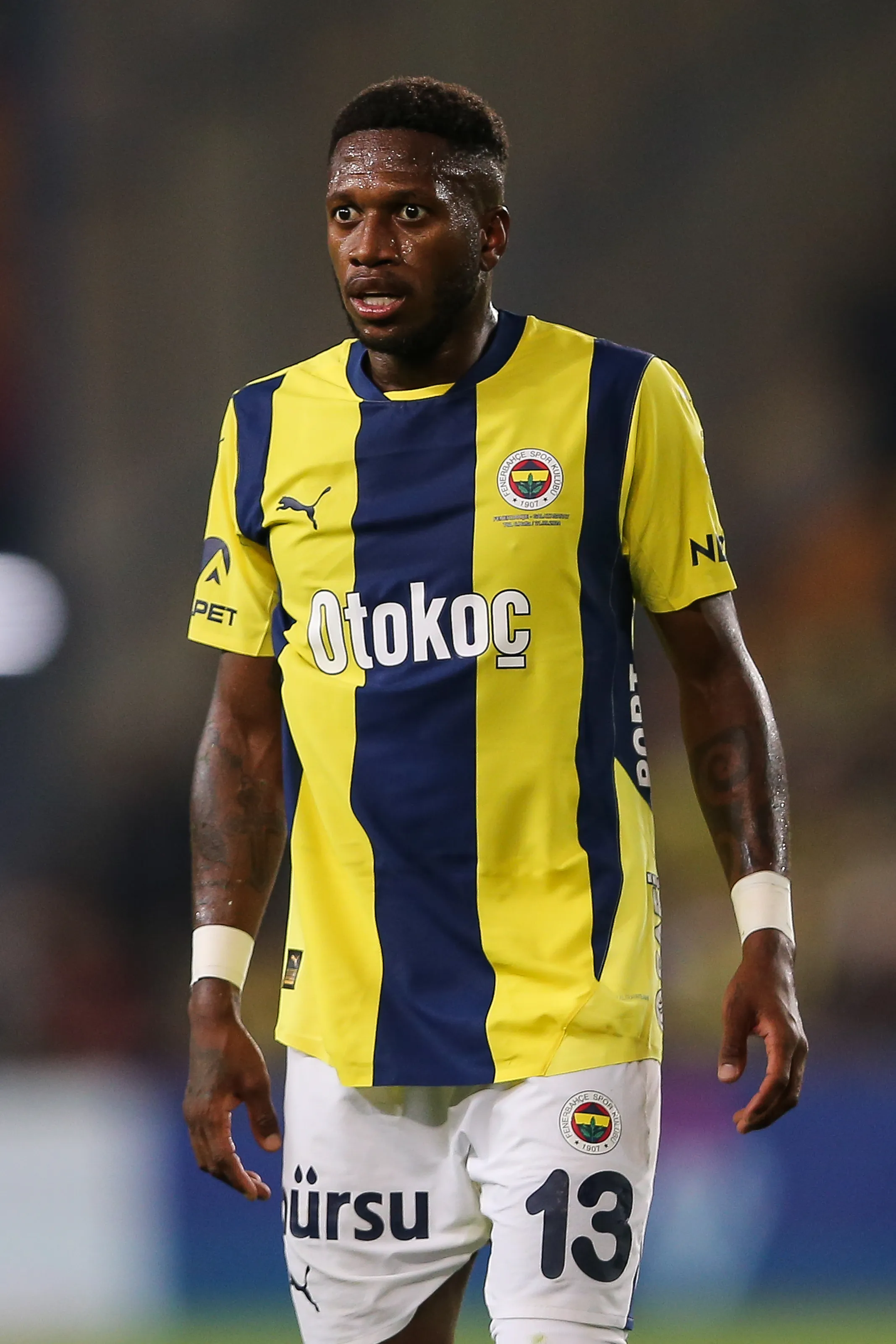 ISTANBUL, TURKEY – SEPTEMBER 21: Fred of Fenerbahce looks on during the Turkish Super big match between Fenerbahce and Galatasaray at Ulker Stadium on September 21, 2024 in Istanbul, Turkey. (Photo by Ahmad Mora/Getty Images)