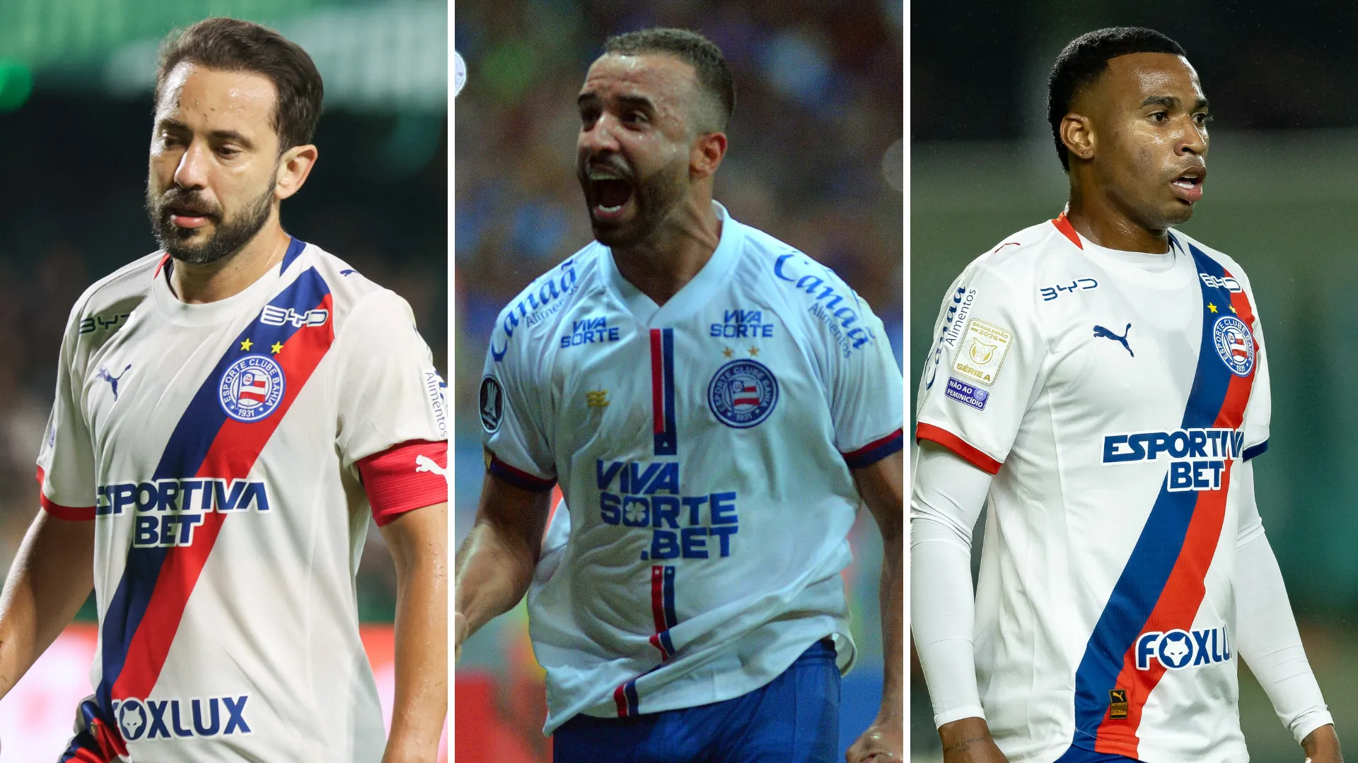 Fotos: Robson Mafra/AGIF, Walmir Cirne/AGIF e Paulo De Tarso/AGIF – Everton Ribeiro, Caio Alexandre e Jean Lucas, jogadores do Bahia.