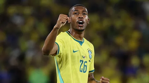 Rayan, do Brasil, comemora após marcar o terceiro gol da equipe durante o amistoso internacional entre Brasil e Panamá, no Estádio do Maracanã, em 31 de maio de 2026, no Rio de Janeiro, Brasil. (Foto de Wagner Meier/Getty Images)
