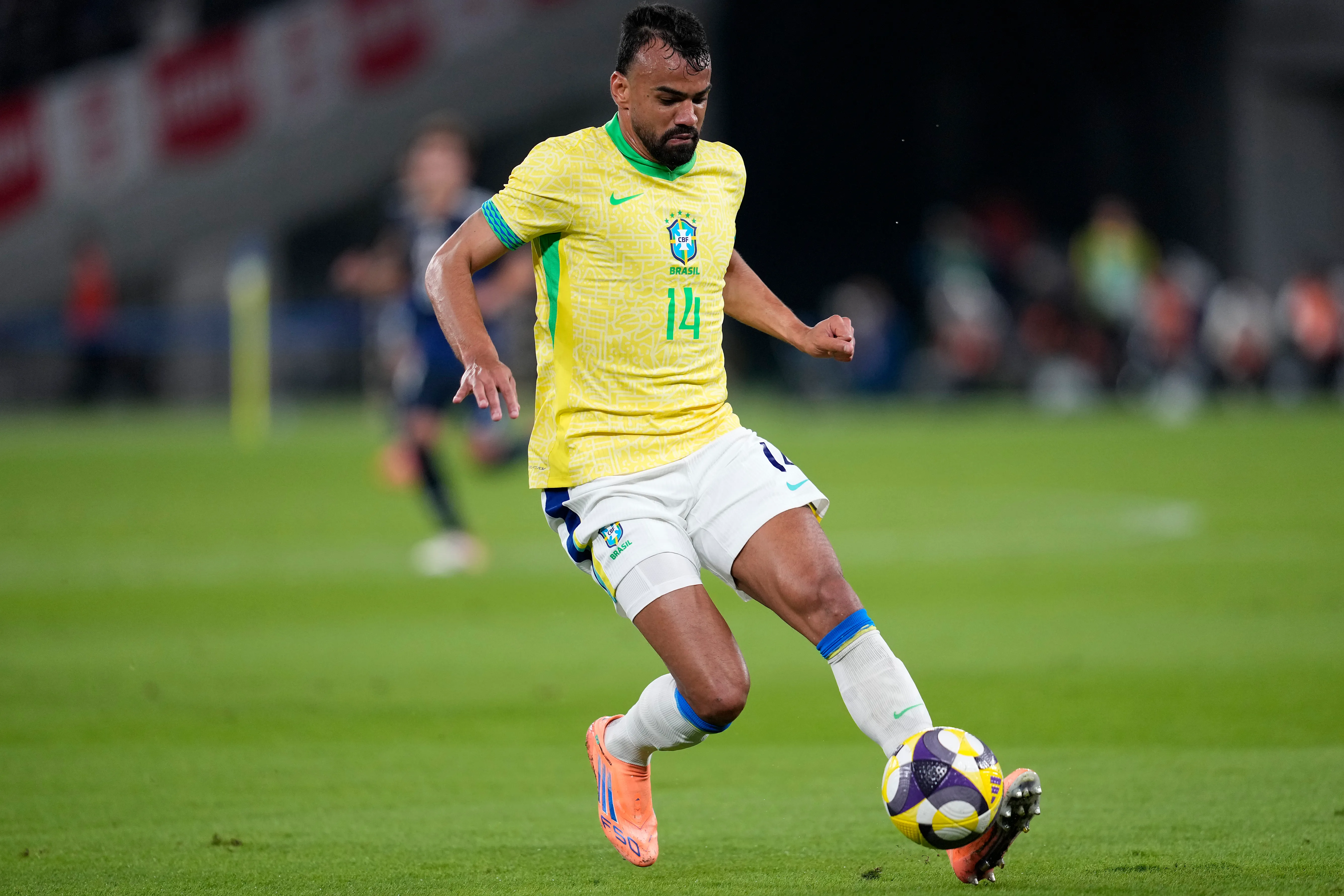 Fabricio Bruno of Brazil in action during the international friendly match between Japan and Brazil at Tokyo Stadium on October 14, 2025 in Chofu, Tokyo, Japan. (Photo by Toru Hanai/Getty Images)
