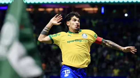 SP – SAO PAULO – 25/08/2025 – BRASILEIRO A 2025, PALMEIRAS X SPORT – Gustavo Gomez jogador do Palmeiras comemora seu gol durante partida contra o Sport no estadio Arena Allianz Parque pelo campeonato Brasileiro A 2025. Foto: Marcello Zambrana/AGIF