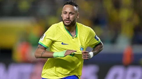 Neymar Jr. of Brazil celebrates after scoring the fourth goal of his team during a FIFA World Cup 2026 Qualifier match between Brazil and Bolivia at Mangueirao on September 08, 2023 in Belem, Brazil.