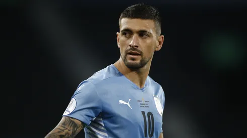 Giorgian De Arrascaeta of Uruguay looks on during a group A match between Uruguay and Paraguay as part of Conmebol Copa America Brazil 2021 at Estadio Olímpico Nilton Santos on June 28, 2021 in Rio de Janeiro, Brazil.