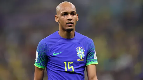 LUSAIL CITY, QATAR – DECEMBER 02: Fabinho of Brazil looks on during the FIFA World Cup Qatar 2022 Group G match between Cameroon and Brazil at Lusail Stadium on December 02, 2022 in Lusail City, Qatar. (Photo by Julian Finney/Getty Images)