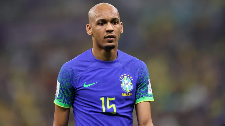 LUSAIL CITY, QATAR - DECEMBER 02: Fabinho of Brazil looks on during the FIFA World Cup Qatar 2022 Group G match between Cameroon and Brazil at Lusail Stadium on December 02, 2022 in Lusail City, Qatar. (Photo by Julian Finney/Getty Images)