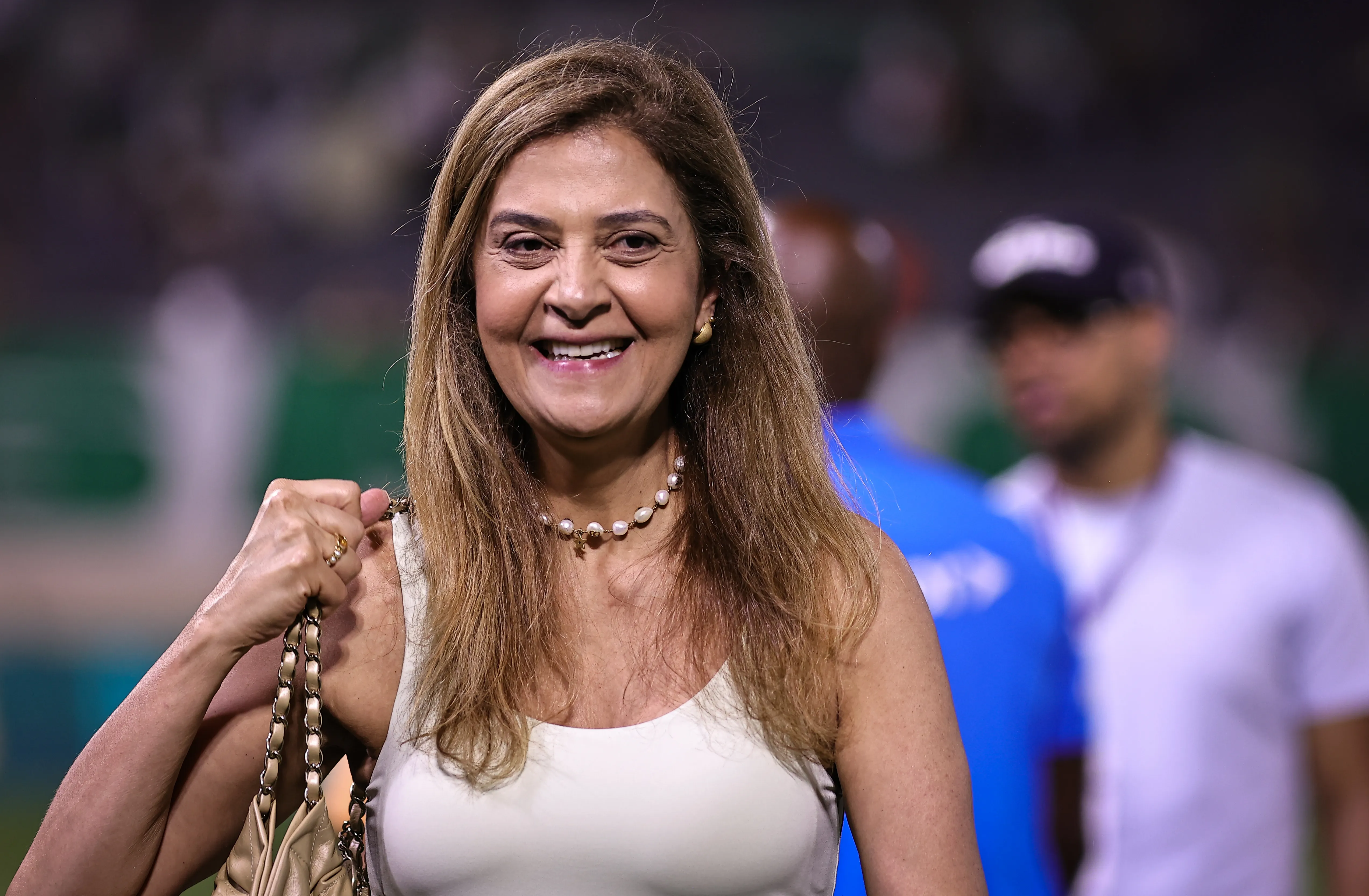 Leila Pereira presidente do Palmeiras durante partida contra o Mirassol no estadio Arena Barueri pelo campeonato Paulista 2026.    Foto: Fabio Giannelli/AGIF