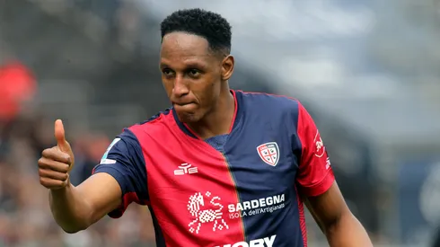 Yerry Mina of Cagliari looks on during the Serie A match between Cagliari and Monza at Sardegna Arena on March 30, 2025 in Cagliari, Italy.