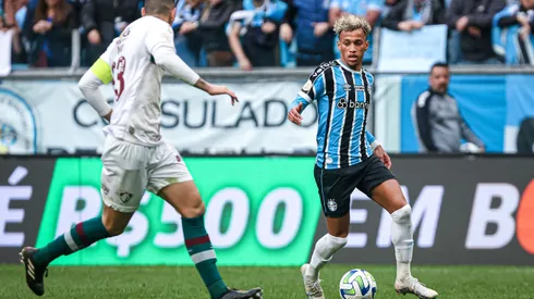 RS – PORTO ALEGRE – 13/08/2023 – BRASILEIRO A 2023, GREMIO X FLUMINENSE – Bitello jogador do Gremio durante partida contra o Fluminense no estadio Arena do Gremio pelo campeonato Brasileiro A 2023. Foto: Maxi Franzoi/AGIF
