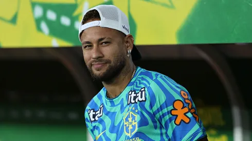 Neymar Jr. stands for the national anthem prior to the international friendly match between Brazil and Panama at Maracana Stadium on May 31, 2026 in Rio de Janeiro, Brazil. (Photo by Wagner Meier/Getty Images)