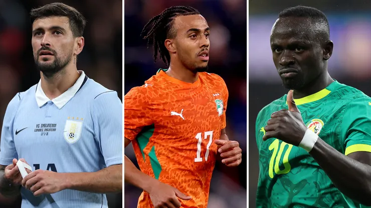 Arrascaeta. Doué e Mané. Fotos: Justin Setterfield/Getty Images, Carl Recine/Getty Images e Harry Murphy/Getty Images