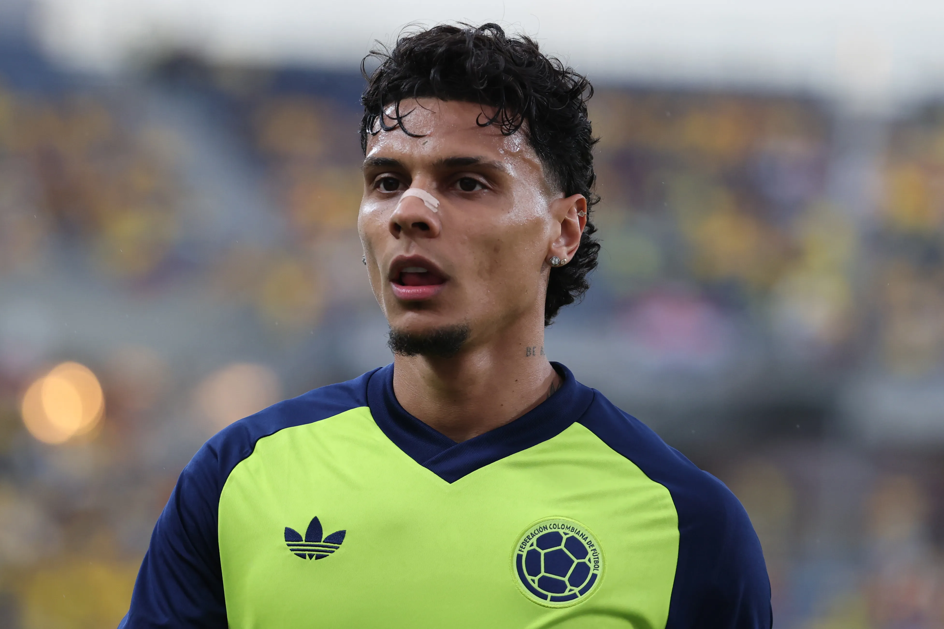 ORLANDO, FLORIDA – MARCH 26: Richard Rios of Colombia warms up prior to the international friendly match between Colombia and Croatia at Camping World Stadium on March 26, 2026 in Orlando, Florida. (Photo by Leonardo Fernandez/Getty Images)