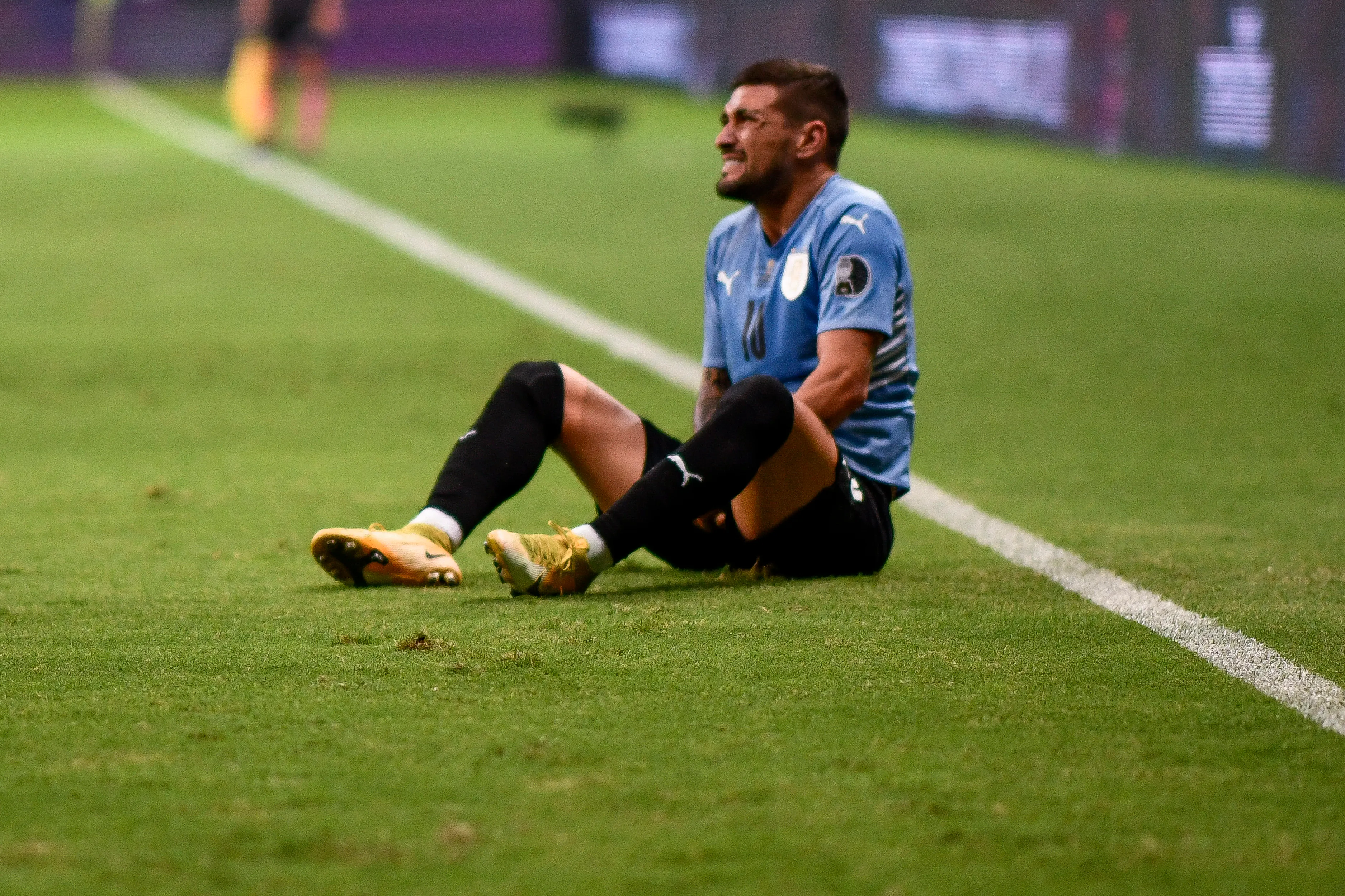 De Arrascaeta jogador do Uruguai durante partida contra o Colombia no estadio Mane Garrincha pelo campeonato Copa America 2021. Foto: Mateus Bonomi/AGIF
