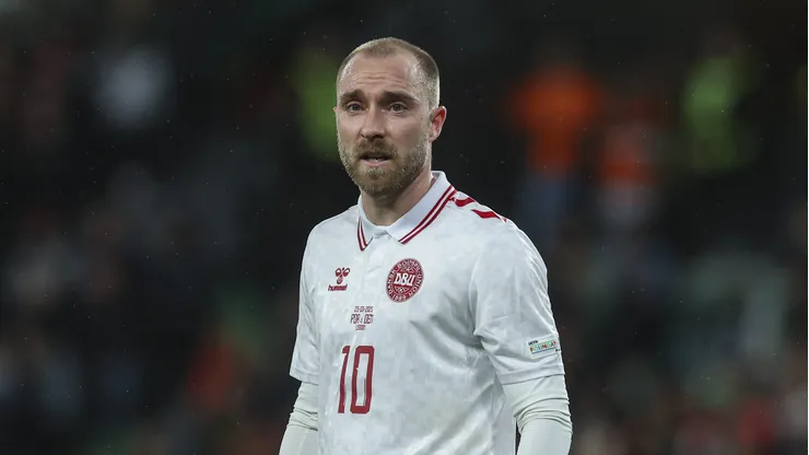 LISBON, PORTUGAL - MARCH 23: Christian Eriksen of Denmark during the UEFA Nations League Quarterfinal Leg Two match between Portugal and Denmark at Estadio Jose Alvalade on March 23, 2025 in Lisbon, Portugal. (Photo by Carlos Rodrigues/Getty Images)