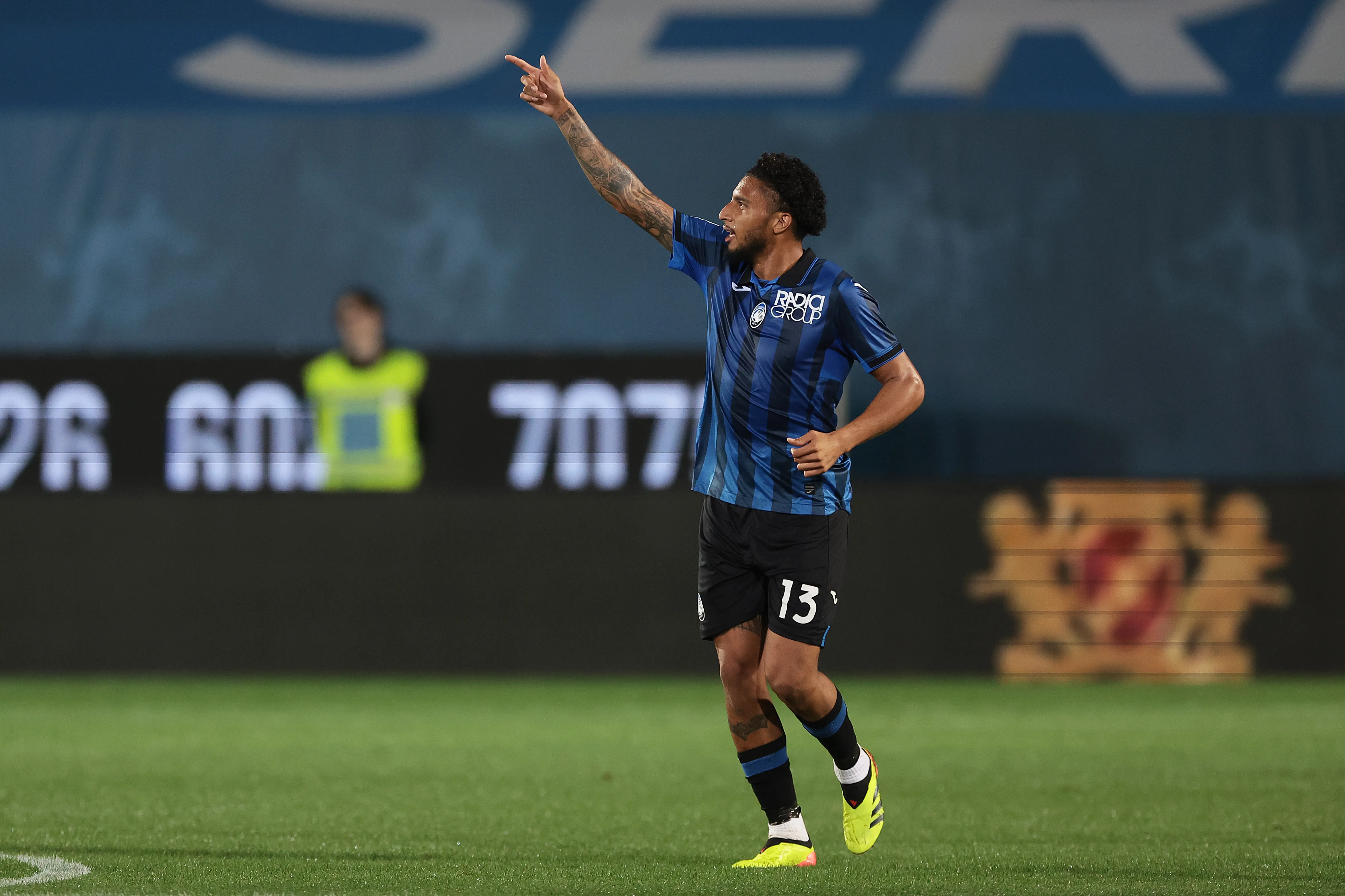 BERGAMO, ITALY – APRIL 15: Ederson of Atalanta BC celebrates scoring his team’s second goal during the Serie A TIM match between Atalanta BC and Hellas Verona FC at Gewiss Stadium on April 15, 2024 in Bergamo, Italy. (Photo by Jonathan Moscrop/Getty Images)