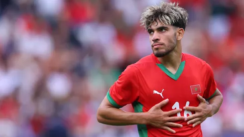 Abde Ezzalzouli of Team Morocco during the Men's Quarter Final match between Morocco and United States during the Olympic Games Paris 2024 at Parc des Princes on August 02, 2024 in Paris, France.