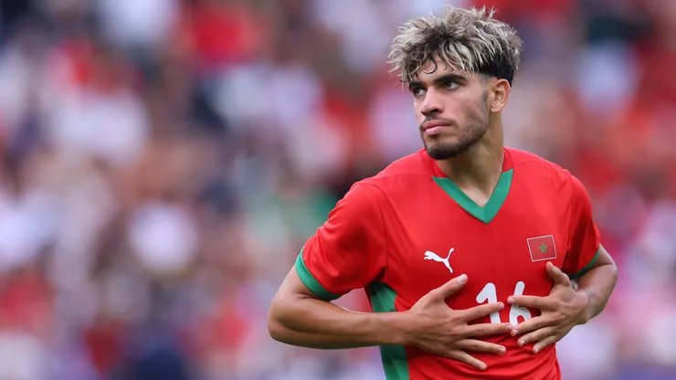 Abde Ezzalzouli of Team Morocco during the Men's Quarter Final match between Morocco and United States during the Olympic Games Paris 2024 at Parc des Princes on August 02, 2024 in Paris, France.