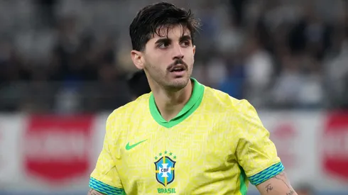 Beraldo durante amistoso contra o Japão em outubro de 2025.