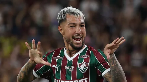 Lucho Acosta of Fluminense celebrates after scoring the first goal of his team during the match between Fluminense and Botafogo as part of Brasileirao 2026 at Maracana Stadium on February 12, 2026 in Rio de Janeiro, Brazil. (Photo by Wagner Meier/Getty Images)