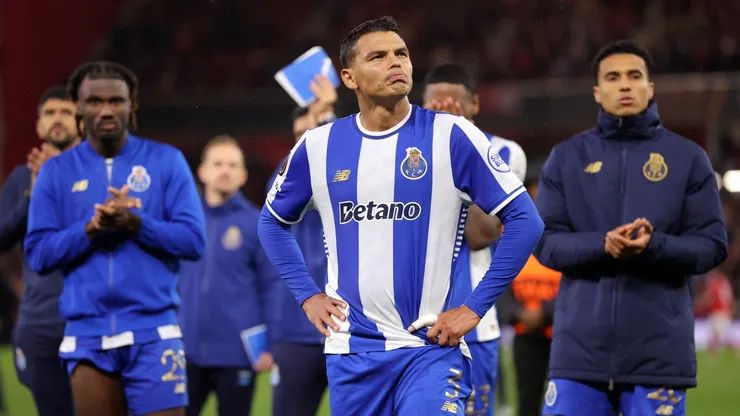 Thiago Silva of FC Porto looks dejected following the UEFA Europa League 2025/26 Quarter-Final Leg Two match between Nottingham Forest FC and FC Porto at City Ground on April 16, 2026 in Nottingham, England. (Photo by Alex Livesey/Getty Images)