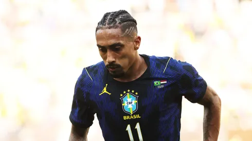 CLEVELAND, OHIO - JUNE 06: Raphinha of Brazil gestures during the international friendly match between Brazil and Egypt at Huntington Bank Field on June 06, 2026 in Cleveland, Ohio. (Photo by Kirk Irwin/Getty Images)