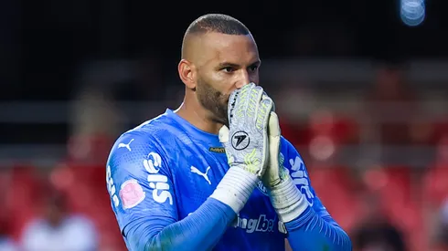 Weverton goleiro do Palmeiras durante partida contra o Sao Paulo no estadio Morumbi pelo campeonato Brasileiro A 2025. Foto: Marcello Zambrana/AGIF