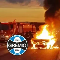 Nathan Borges, zagueiro do Grêmio, sofre acidente de carro e veículo pega fogo