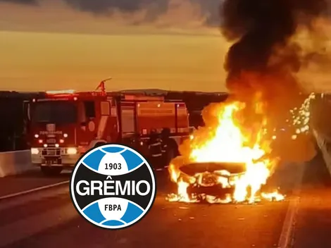 Nathan Borges, zagueiro do Grêmio, sofre acidente de carro e veículo pega fogo