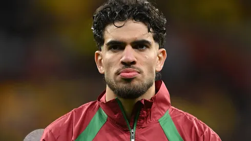 Abde Ezzalzouli, do Marrocos, se posiciona antes de um amistoso internacional entre Marrocos e Equador no Estádio Riyadh Air Metropolitano, em 27 de março de 2026, em Madri, Espanha. (Foto de Denis Doyle/Getty Images)