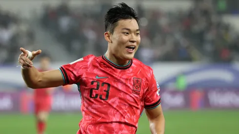 YONGIN, SOUTH KOREA – OCTOBER 15: Oh Hyeongyu of South Korea celebrates after scoring the team's second goal during the FIFA World Cup Asian Third Qualifier Group B match between South Korea and Iraq at Mireu Stadium on October 15, 2024 in Yongin, South Korea. (Photo by Chung Sung-Jun/Getty Images)