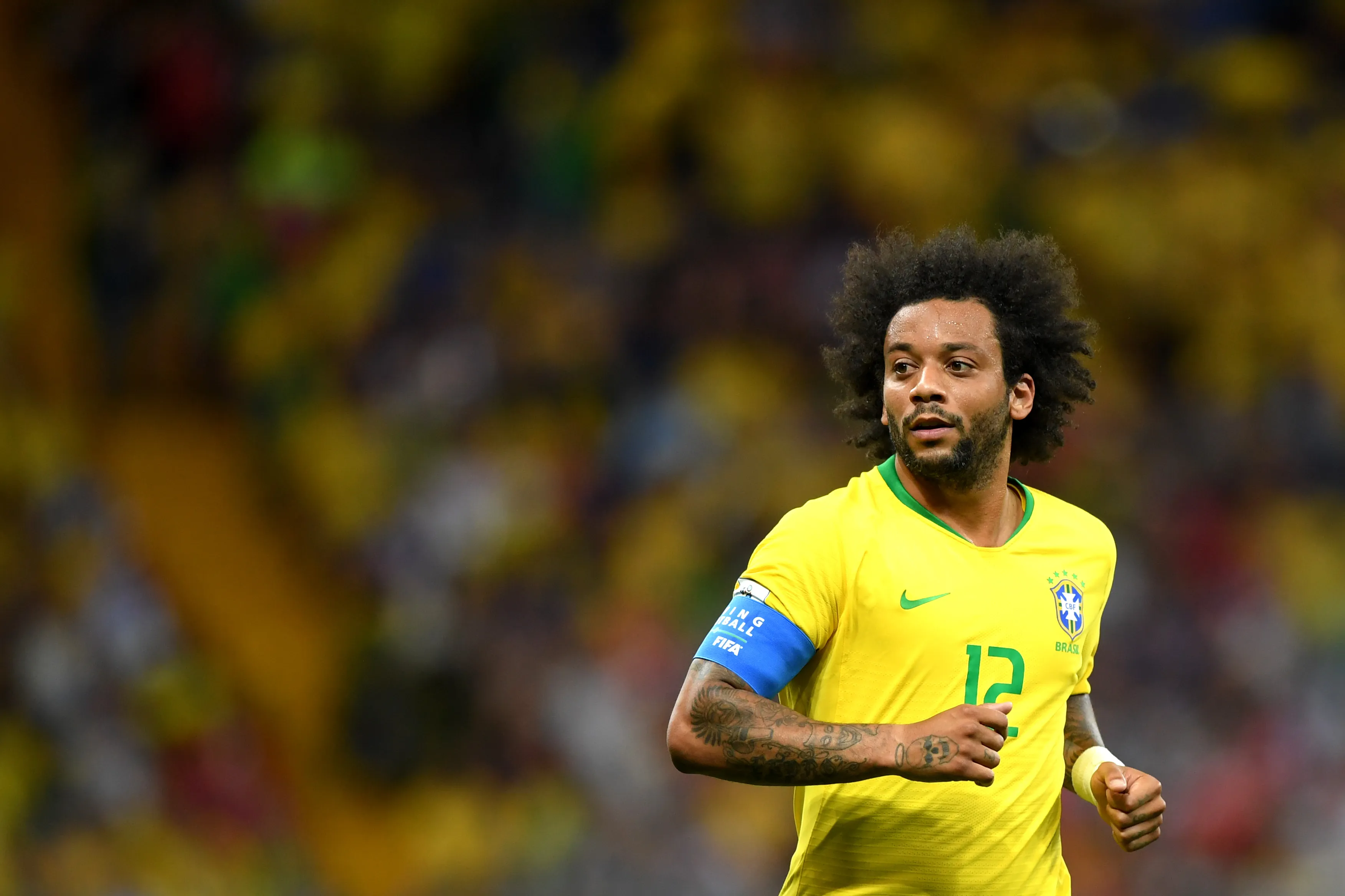 ROSTOV-ON-DON, RUSSIA – JUNE 17: Marcelo of Brazil looks on during the 2018 FIFA World Cup Russia group E match between Brazil and Switzerland at Rostov Arena on June 17, 2018 in Rostov-on-Don, Russia. (Photo by Shaun Botterill/Getty Images)