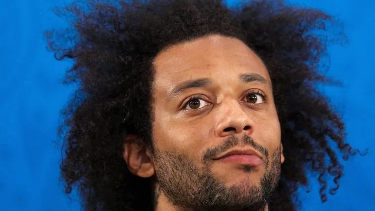 Marcelo of Brazil talks to the medida during a press conference ahead of the FIFA World Cup 2018 at Rostov Arena on June 16, 2018 in Rostov-on-Don, Russia.