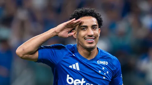 Christian jogador do Cruzeiro comemora seu gol durante partida contra o Barcelona de Guayaquil no estádio Mineirão pelo campeonato Copa Libertadores 2026. Foto: Alessandra Torres/AGIF