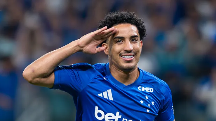 Christian jogador do Cruzeiro comemora seu gol durante partida contra o Barcelona de Guayaquil no estádio Mineirão pelo campeonato Copa Libertadores 2026. Foto: Alessandra Torres/AGIF