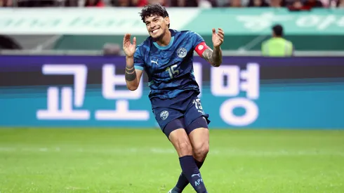 Gustavo Gomez of Paraguay reacts during the international friendly between South Korea and Paraguay at Seoul World Cup Stadium on October 14, 2025 in Seoul, South Korea.