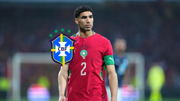 Achraf Hakimi, do Marrocos, observa durante a partida amistosa internacional entre Marrocos e Paraguai no Stade Bollaert-Delelis, em 31 de março de 2026, em Lens, França. (Foto de Franco Arland/Getty Images)